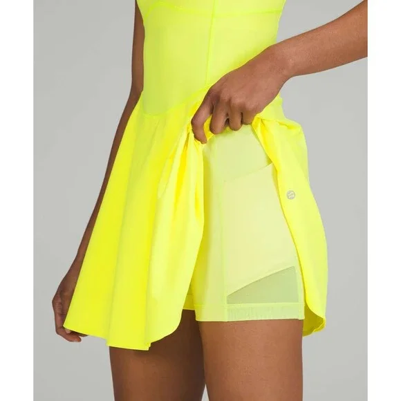 Lululemon Court Crush Dress Electric Lemon Yellow Tennis Pickleball Size 8 - Picture 10 of 16